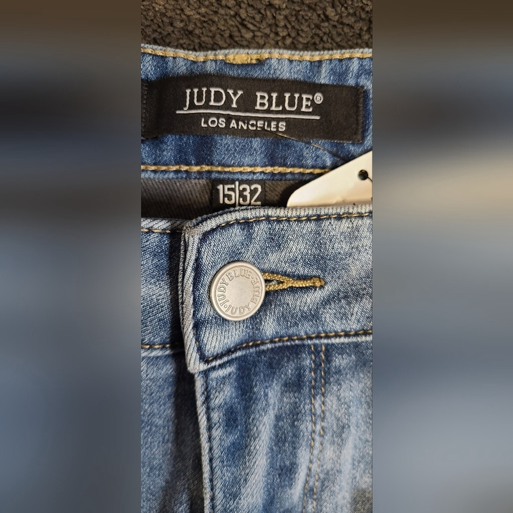 Judy Blue High Waist Boyfriend Jeans Thermadenim Undone Hem Womens size 15/32β - Picture 11 of 16